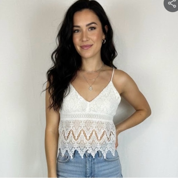 Charlotte Russe Tops - Charlotte Russe White Lace Camisole A0199